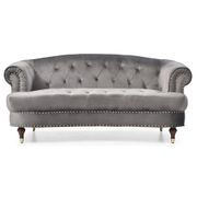 Beverly 70" Velvet 3-Seater Sofa with Nailheads Trim - Dark Gray