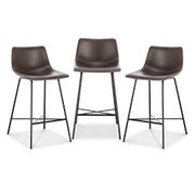 Paxton Faux Leather 24" Counter Stool - Set of 3, Brown