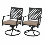 Swivel Patio Dining Armchair with Cushion - Set of 2