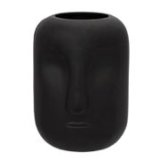 Face Cylindrical Vase - Black