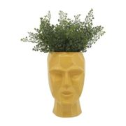 Faceted Ceramic Face Vase - Yellow