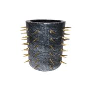 Faux Marble Studded Spike Vase - Gray Marble/Gold