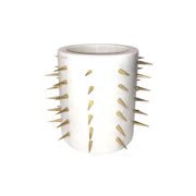 Faux Marble Studded Spike Vase - White Marble/Gold