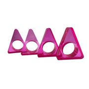 Lucite Napkin Ring - Set of 4, Triangle, Neon Pink