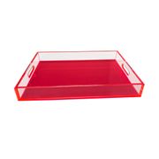Lucite Decorative Tray with Handles - Rectangle, Neon Pink