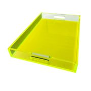 Lucite Decorative Tray with Handles - Rectangle, Neon Green