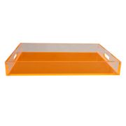 Lucite Decorative Tray with Handles - Rectangle, Neon Orange
