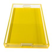Lucite Decorative Tray with Handles - Rectangle, Neon Yellow