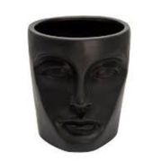 Sculptured Face Vase - Black