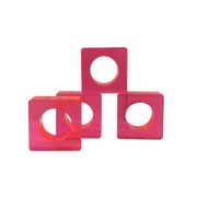Lucite Napkin Ring - Set of 4, Square, Neon Pink