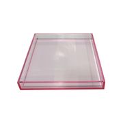 Lucite Decorative Tray - 9" Square, Light Pink