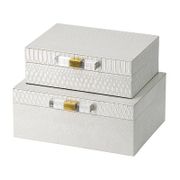 Snakeskin Decorative Jewelry Box - Set of 2, White