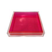 Encased Lucite Decorative Tray - Neon Pink