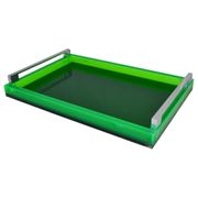 Lucite Decorative Tray with Handles - Rectangle, Green/Silver
