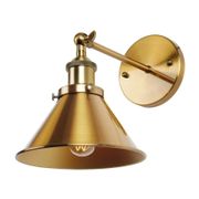 1-Light Wall Sconce With Metal Cone Shade - Brass