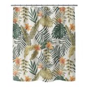 Tropical Leaves and Flowers Shower Curtain - 71" x 74"