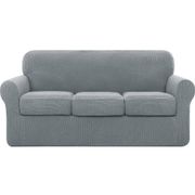 Stretch Sofa Slipcover with Separate Cushion Covers - Light Gray