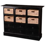 Shabby Chic CottagevAccent Cabinet with 6 Baskets and 6 Drawers - Antique Black