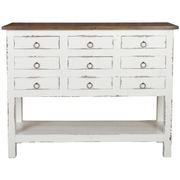 Shabby Chic Cottage Accent Cabinet with 9 Drawers - White Wash