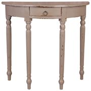 Shabby Chic Cottage Half Moon Solid Wood Console Table with 1 Drawer - 30", Antique Sage Green