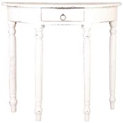Shabby Chic Cottage Half Moon Solid Wood Console Table with 1 Drawer - 30", Distressed White