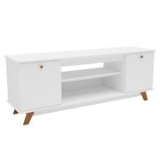 Cleveland 59" Wood TV Stand with Two Storages - White