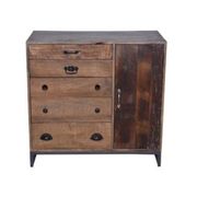 Colborne 5 Drawers Reclaimed Wood Rustic Sideboard - Natural Reclaimed Wood/Rustic Iron