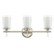 3-Light Vanity Light with Dual Clear and Frosted Shades - Brushed Nickel
