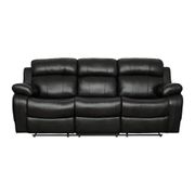 Alamo 88" Pillow Top Arm Faux Leather Straight Double Reclining Sofa with Center Drop-Down Cup Holders - Black