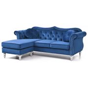 Hollywood 81" Velvet Chesterfield Sectional with 2-Throw Pillow - Navy
