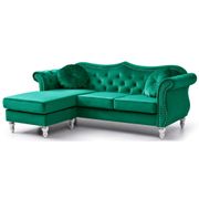 Hollywood 81" Velvet Chesterfield Sectional with 2-Throw Pillow - Green