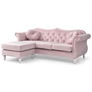 Hollywood 81" Velvet Chesterfield Sectional with 2-Throw Pillow - Pink