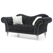 Wilshire 75" Velvet 3-Seater Sofa with 2-Throw Pillow - Black