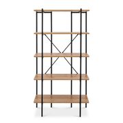 Querencia 5-Tier Bookshelf with Metal Frame - Acacia