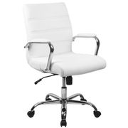 Mid-Back Faux Leather Swivel Office Chair - White/Chrome Base