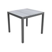 Bistro Outdoor Patio Dining Table - Gray Powder Coated with Gray Wood Top
