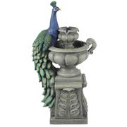 Roma Tiered Urns and Peacock Outdoor Patio Fountain