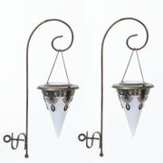 Tapered Solar Lights with Fence Hook Attachment - Set of 2