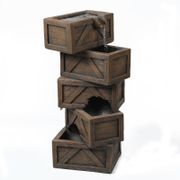 Cement Tiered Crates Outdoor Fountain