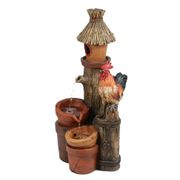 Resin Rooster and Post Outdoor Fountain