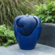 Rippled Resin Jar Fountain - 15.7", Blue