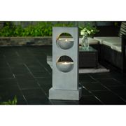 Resin Pedestal 2-Tier Bowl Outdoor Fountain with LED Light