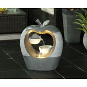 Resin Apple 2-Tier Bowl Outdoor Fountain with LED Light