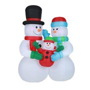 8' Snowman Family Inflatable with LED Lights