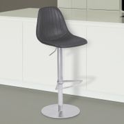 Melrose Adjustable Faux Leather Swivel Bar Stool - Vintage Gray/Stainless Steel