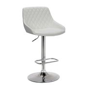 Anibal Contemporary Adjustable Faux Swivel Leather Bar Stool - White/Chrome
