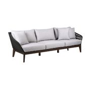 Athos 3-Seater Indoor/Outdoor Sofa - Dark Eucalyptus Wood/Latte Rope/Gray Cushions