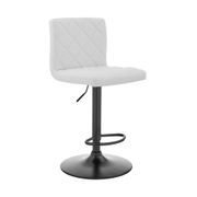 Duval Adjustable Faux Leather Swivel Bar Stool - White
