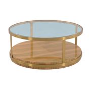 Hattie Glass Top Coffee Table - Brushed Gold Legs