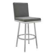 Rochester Faux Leather 30" Swivel Bar Stool - Gray/Brushed Stainless Steel